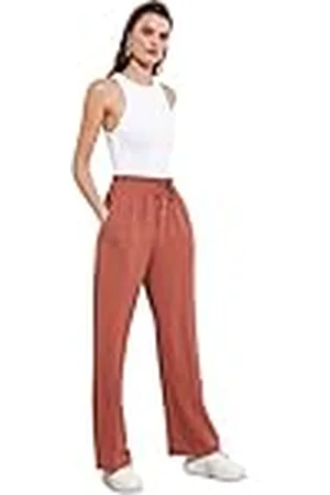 Trendyol Dames vrouw loungewear hoge taille wijde pijpen broek, Stoffige Roos, 66