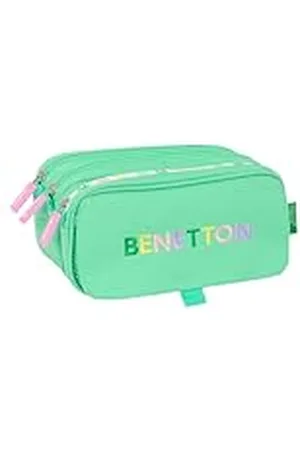 Safta BENETTON MINT Etui met 3 vakken, voor kinderen, ideaal voor kinderen op schoolleeftijd, comfortabel en veelzijdig, kwaliteit en duurzaamheid, 21,5 x 8 x 10 cm, , M, Casual