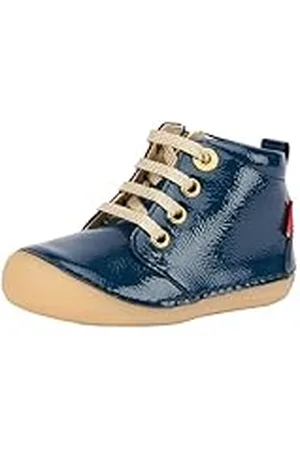 Kickers Uniseks kinderen Sonizip plat Oxford, Blauw gelakt, 22 EU