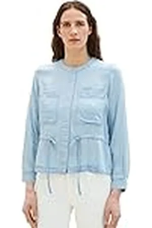 TOM TAILOR Dames 1037227 Blazer, 10151-Light Stone Bright Blue Denim, 36, , 36