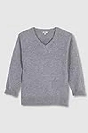 Gocco Pullover met V-hals, lichtgrijs gemêleerd, standaard voor kinderen, , 11-12 Jaren