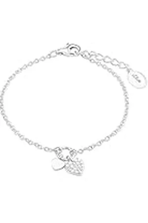 QS by s.Oliver Armband 925 sterling zilveren meisjesarmsieraden, met cubic zirkonia synth., 14+2 cm, , hart, Wordt geleverd in geschenkverpakking, 2022701