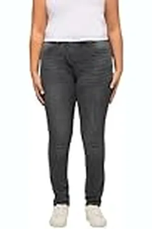 Ulla Popken Dames grote maten plus size SkinnyJeans Sarah, smalle 5-pocket-vorm, High Waist 50 796779905-50, , 40W x 32L
