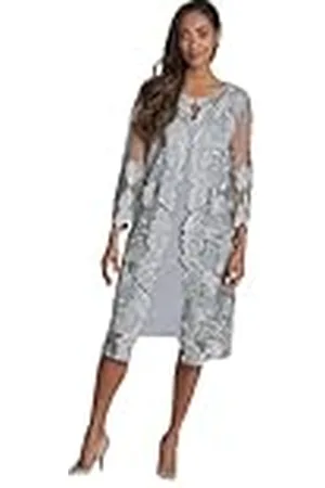 Gina Bacconi Dames geborduurd kanten mockjack met jerseyjurk, cocktailjurk, , 40