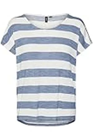 VERO MODA Brede streep mouwloos top, China Blue Snow White, XS