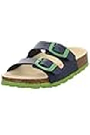 Superfit Jungen FUSSBETTPANTOFFEL Hausschuhe, BLAU/GRÜN 8210