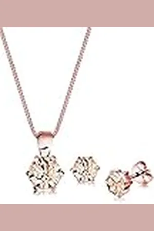 Elli Sieraden Set Dames Klassiek Eenzaam Hanger Set Oorbellen met Kristallen in 925 Sterling Zilver Roségoud Verguld