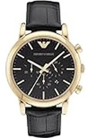 Emporio Armani Heren Chronograph Black Leather Watch