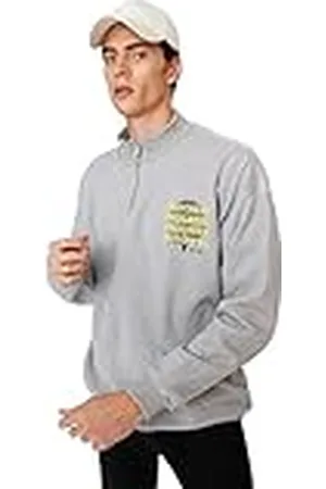 Trendyol Heren motto lange mouwen oversized sweatshirts, , XXL