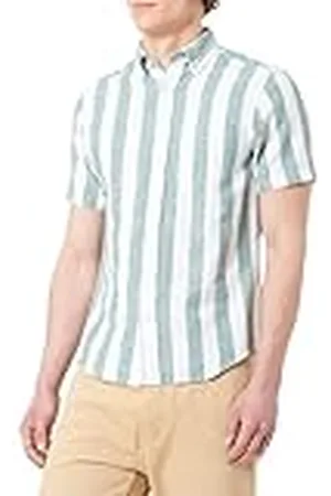 GANT REG COTTON LINEN STRIPE SS SHIRT, , XXL