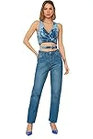 Trendyol Dames marineblauwe taille bootcut jeans, , 60 NL
