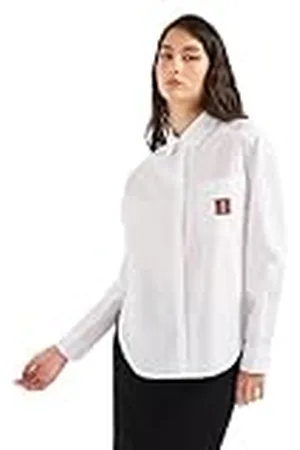 Armani Exchange Lyocell katoenen poplin longsleeve-button down met Ax logo patch shirt, , S