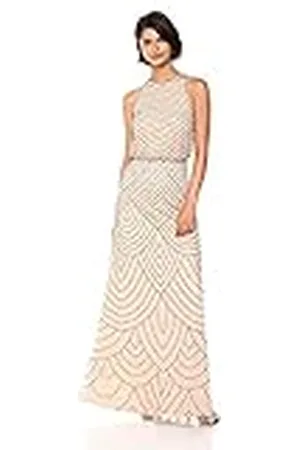 Adrianna Papell Halterjurk voor dames, art-deco met kralen, , 16