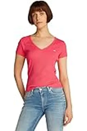 Tommy Hilfiger Dames TJW SLIM ESSENTIAL RIB V SS S/S T-shirt, rood, XL, , XL