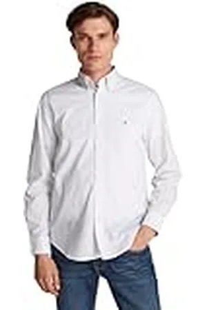 Tommy Hilfiger Heren Flex POPLIN Polka DOT RF Shirt MW0MW37554 L/S Shirt, wit, 3XL, , 3XL grote maten