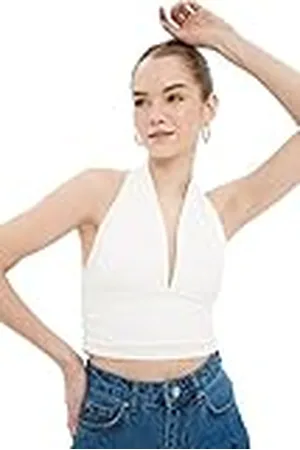 Trendyol Vrouwen Jonge Getailleerde Off-Shoulder V-hals Gebreide Blouse, , XS