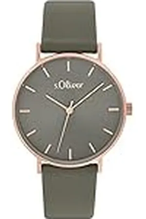 QS by s.Oliver Armbanduhr Damen Quarzuhr Analog, mit Leder Armband, Grau, 3 bar Wasserdicht, Kommt in Uhren Geschenk Box, 2033488