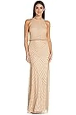 Adrianna Papell Halterjurk voor dames, art-deco met kralen, 10