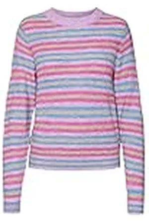 VERO MODA VMLEFILE LS O-hals pullover Boo L/S gebreid product, Orchid Bloom/detail: W. Little Boy Blue Birch Cyclamen, XS, , XS