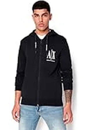 Armani Exchange Heren Icon Project geborduurd sweatshirt met rits en capuchon, Donkerblauw, S