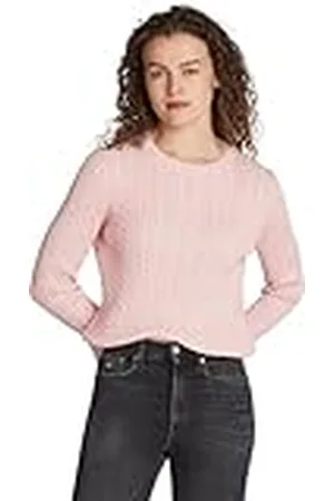 Tommy Hilfiger TJW Cable Essential Sweater DW0DW18683 damestrui, roze (balletroze melange), XXS, , XXS