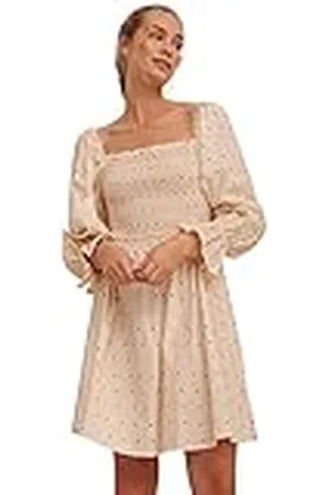 NA-KD Dames ballonmouwen gesmokte jurk casual, , 34 NL