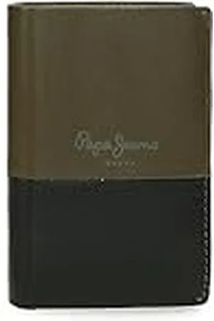 Pepe Jeans Dubbele verticale portemonnee met groene portemonnee, 8,5 x 11,5 x 1 cm, leer, , Eén maat, Verticale portemonnee met portemonnee