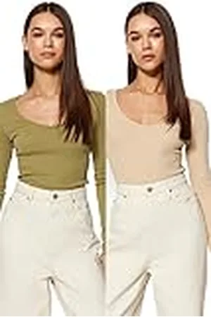 Trendyol Damesblouse met rechte lange mouwen, slank, , XL