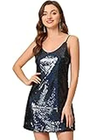 Allegra K Feestjurken met glitterbandjes en verstelbare bandjes voor dames, met glitterbandjes, glitterjurken, , XL