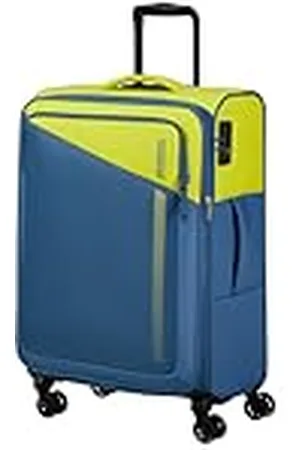 American Tourister Daring Dash - Spinner M, uitbreidbare koffer, 66,5 cm, 67/75 L, Green/Blue (Lime/Coronet)