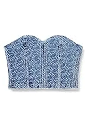Pinko Primato Bustino Denim Logo Las Tank Top voor dames, , 36 NL
