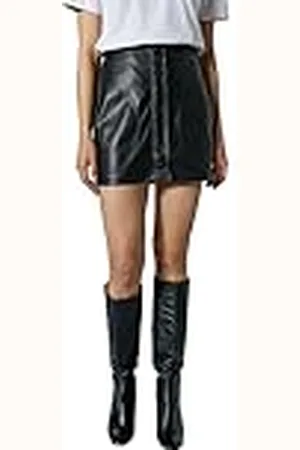 Koton Dames Snap Button Detail Pocket Faux Leather Mini Rok, , 42