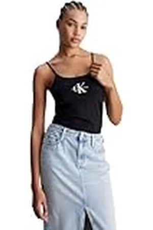 Calvin Klein Jeans Dames Monologo Strappy Tank Top S/S Knit, ., M