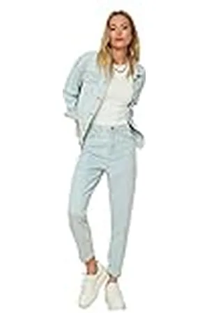 Trendyol Blue Wash High Waist Mom Jeans voor dames, , 30 NL