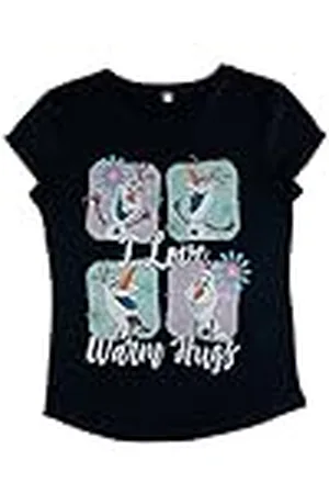 Disney Dames Frozen-Olaf en His Hugs Organic Rold Sleeve T-Shirt, Navy Blue, XL, , XL