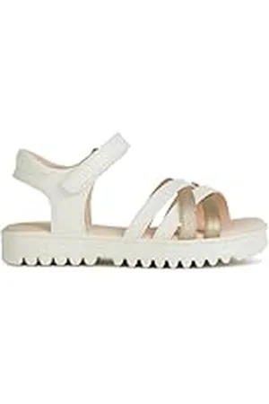 Geox J Coralie Gir Sandalen voor meisjes, Wit Platinum, 37 EU