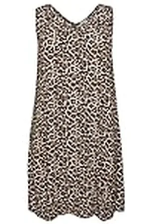 Kaffe Plus-Size Shift-jurk voor dames, knielang, mouwloos, V-hals, , 48 (L)