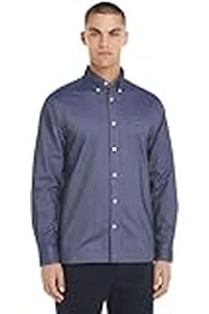 Tommy Hilfiger Heren Solid Heritage Oxford RF Shirt MW0MW35774, L/S Shirt, blauw, S, , S
