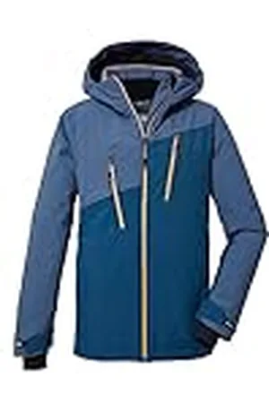 Killtec Jongens Ski-jack/functioneel jack met capuchon en sneeuwvanger, waterdicht KSW 173 BYS SKI JCKT, blue grey, 164, 39895-000