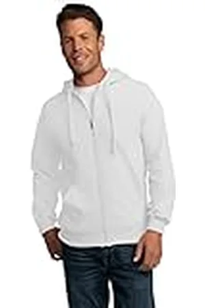 Fruit Of The Loom Eversoft fleece sweatshirts, hoodies en joggingbroek voor heren met capuchon, Volledige ritssluiting - Wit, S