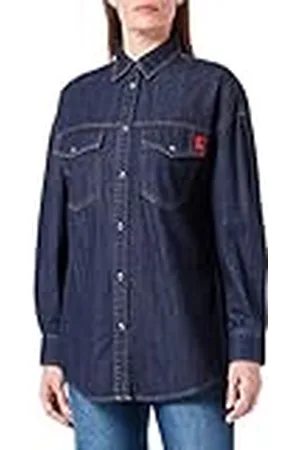 Moschino Dames Relaxed Fit Lange Mouwen met Merk Rubber Label. Shirt, , 44