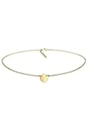 Elli Dames halsketting choker cirkel plaat mat geo plaatje in 925 sterling zilver, 36 cm, Verguld sterling zilver