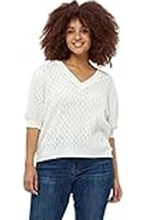 Peppercorn Rosalia Puff Sleeve Tee T-shirt voor dames, wit (Cloud Dancer), 46/Grote Maten
