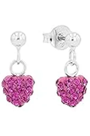 Amor Oorbellen 925 Sterling Zilveren Meisjes Kinderoorbellen, Met Kristalglas, 1,3 cm, Zilver, Hartje, Wordt Geleverd In Sieraden Geschenkverpakking, 9210435