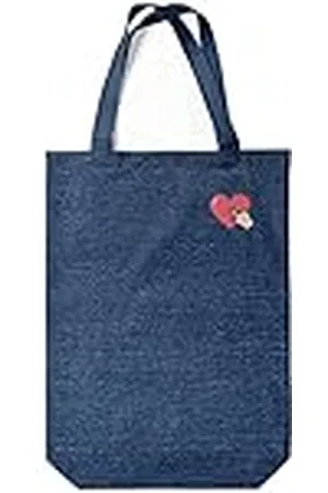 Green Fish Denim-draagtas, bedrukt, boodschappentas, machinewasbaar, opvouwbaar, handtas van jeans met handgrepen, 22 x 26 cm, , Eén maat, modern