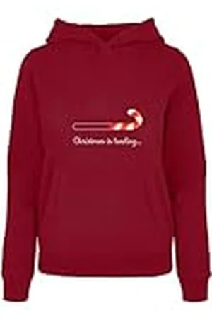 Merchcode Damestrui met capuchon, 50% katoen, 50% polyester, bordeauxrood, L, , L