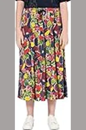 Ulla Popken Dames jersey midi-rok, A-lijn, elastische tailleband, biologisch katoen rok, , 50-52