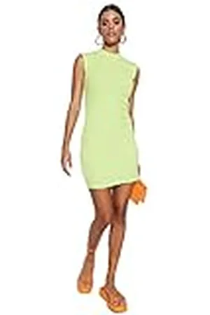 Trendyol Dames Mini Bodycon Slim fit gebreide jurk, Limoen, M, , M