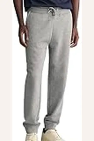 GANT REG Shield joggingbroek voor heren, casual broek, grijs melange, standaard, , S