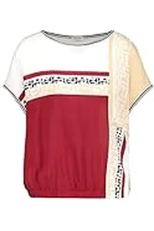 Gerry Weber Dames shirt met patchpatroon EcoVero korte mouwen, overgesneden schouders T-shirt 1/2 mouw halfmouwshirt met patroon, patched, , 36